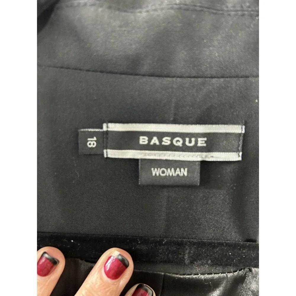 Basque Womans Blazer Jacket Size 18 Black 1 Button Long Sleeve - Picture 5 of 10